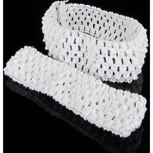 6pcs 1.5" White baby crochet elastic headband crochet hair lace bands children hair accessories 4.0cm