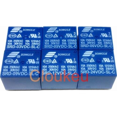 Relay SRD-03VDC 05VDC 06VDC 09VDC 12VDC 24VDC 48VDC-SL-A -C 10A 4pin 5pin