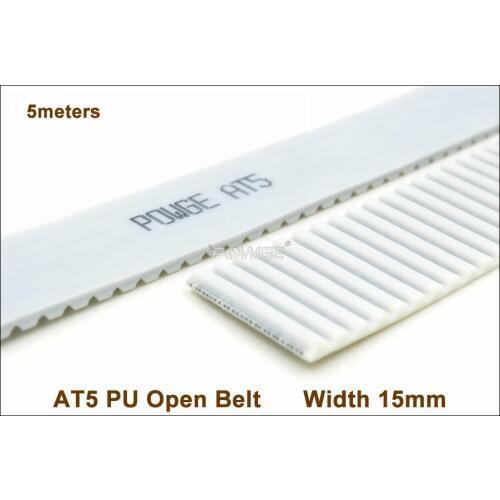POWGE 5meters AT5 Timing Belt AT5 15 PU Open Belt Width 15mm Polyurethane With Steel Core Belt AT5-15 High Quality