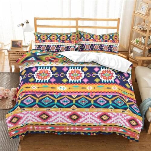 Luxury 3D Bohemia Print Adult Kid Bedding Set Comfortable Geometry Duvet Cover Pillowcase Home Living Single Queen and King Size