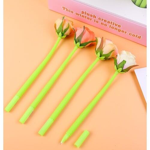 4 Pcs Rose Silicone Gel Pen Simulation Flower Valentines Day Gift Pen school office stationary Student Pen