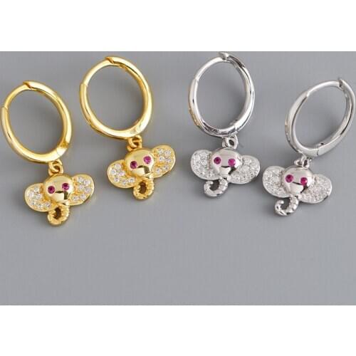OUFEI Elephant Silver Earrings Cute Animal 925 Sterling Silver Small Drop Earrings For Women Fashion Earrings Jewelry EH1031