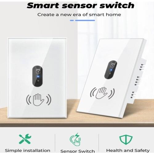 90-250V 10A Smart Wall Switch Infrared Sensor Switch Glass Screen Panel Auto On/off Electric Power No Touch Needed US Standard