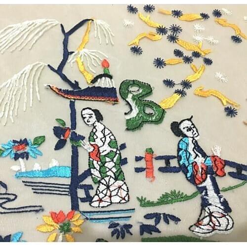 Vintage lady mesh embroidery lace fabric Wedding Dress Tulle Skirt Material fabrics for patchwork kumas telas por metros