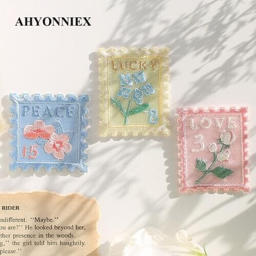 High Quality 1 Piece Cute Student Notebook Embroidery Stamp Flower Patches Iron on Patches for Jeans DIY Clothing Accessories