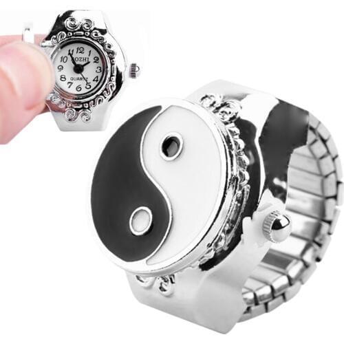 JAVRICK Women Dial Quartz Analog Finger Ring Watch Elastic Gift Fashion Creative Steel