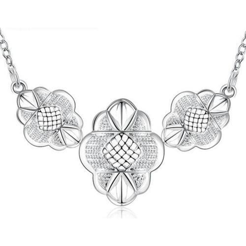Free Shipping 925 sterling silver jewelry romantic beautiful three flower ladies necklace to participate in the wedding