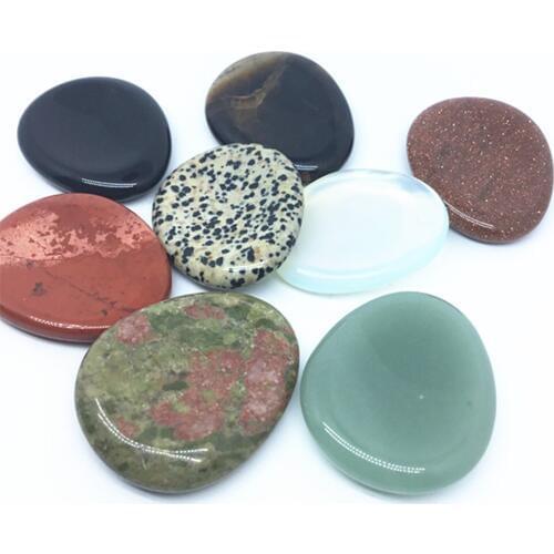 1pcs Natural Thumb Worry Stone polished Mixed mineral quartz crystal for Healing Reiki