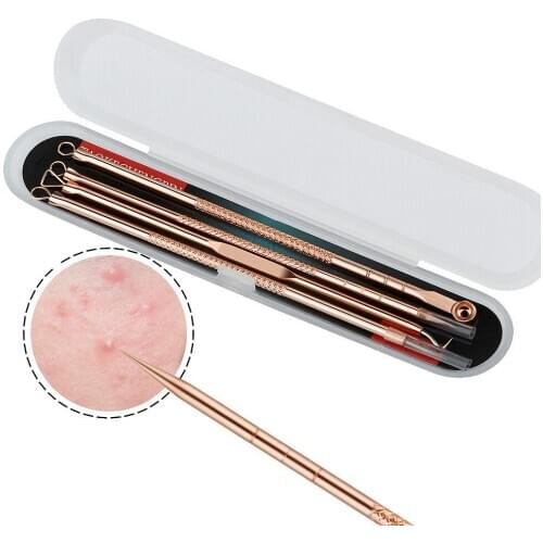 4PCS Blackhead Extractor de cravo Rose Gold Black Dots Cleaner Acne Blemish Remover Needles Set Black Spots Pore Cleanser Tool