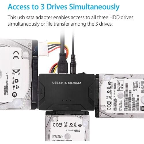 USB 3.0 to IDE SATA Converter External Hard Drive Adapter Kit 2.5" 3.5" Cable QJY99