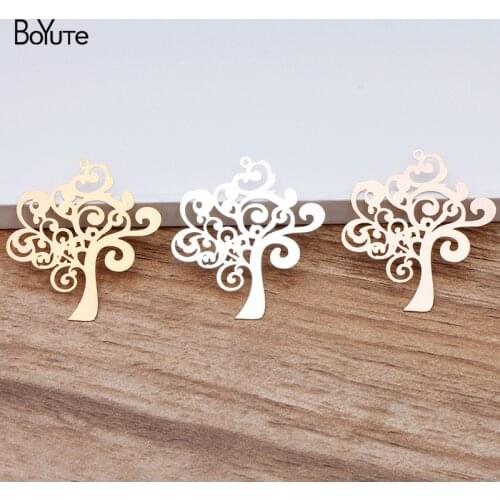 BoYuTe (10 Pieces/Lot) Metal Brass Corrosion Sheet 40*38MM Tree Pendant Diy Hand Made Jewelry Accessories Wholesale