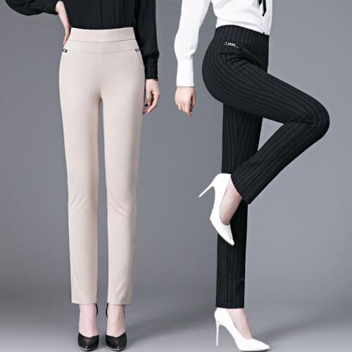 Middle Aged And Old Women Spring Autumn Pants Elastic Waist And Zipper waist Straight Pants Mother Ankle-Length Trousers 7XL