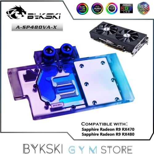 Bykski Full Coverage GPU Water Block For Sapphire Radeon R9 RX470 RX480 Graphics Card Heatsink,VGA Copper Radiator ,A-SP48OVA-X
