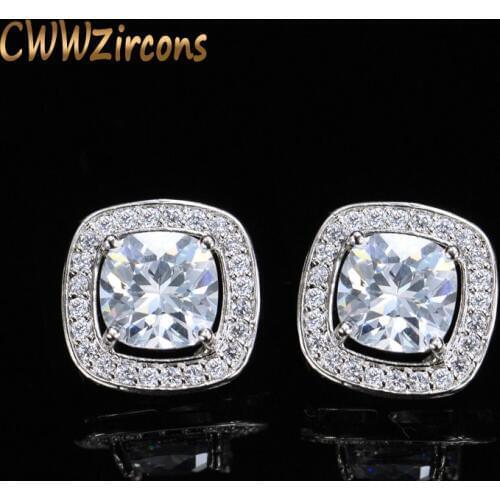 CWWZircons Perfect Cut 1.6 ct CZ Stone Jewelry Fashion Cubic Zirconia Earrings for Women Best Christmas Earring Gift CZ365