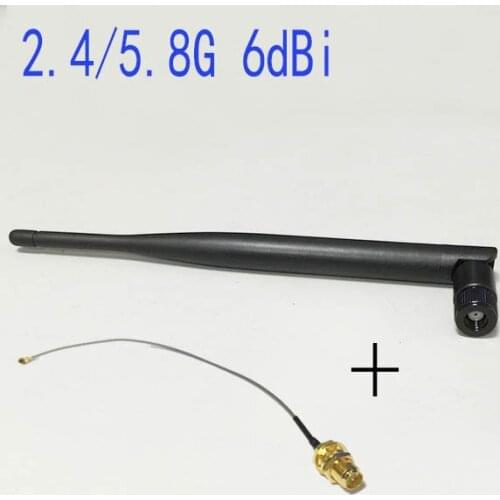 2.4G/5Ghz dual band antenna 6dbi high gain Omni RP-SMA plug + IPX- RP SMA jack cable 15cm
