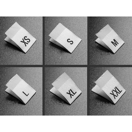 100pcs High Density Damask Size Labels For Clothes S M L Xl Xxl Polyester Woven Size Tags Labels for Clothing DIY Apparel Sewi