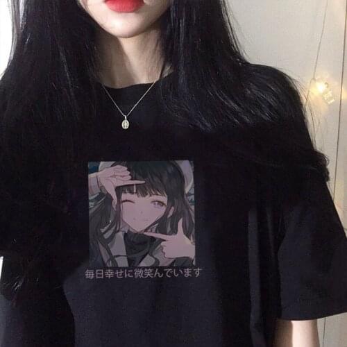 Japanese Anime Womens T-shirt Punk Tops Summer y2k Harajuku Loose Gothic Short Sleeve Oversized Tshirt crop top Women clothing