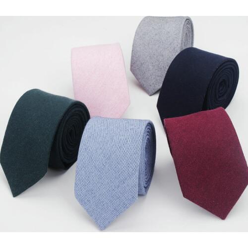 Cotton Neck Ties for Men Casual Suits Skinny Tie Gravatas Solid Black Mens Neckties For Business 7cm Width Wedding Navy Men Ties