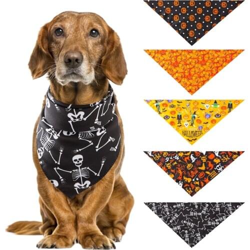 Halloween Pet Dog Bandanas WashablePet Triangle Bibs for Small Medium Dogs Pet Neckerchief Scarf Dog Saliva Towel Accessories