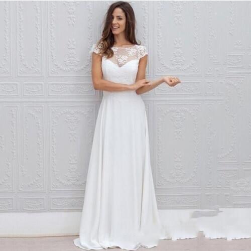 Hot White Beach Wedding Dresses A Line Backless Floor Length Bridal Gowns Cheap Vestidos De Novia Hot