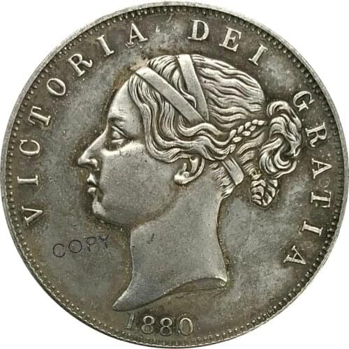 1880 United Kingdom 1/2 Crown Collectibles Cupronickel Plated Silver Copy Coin
