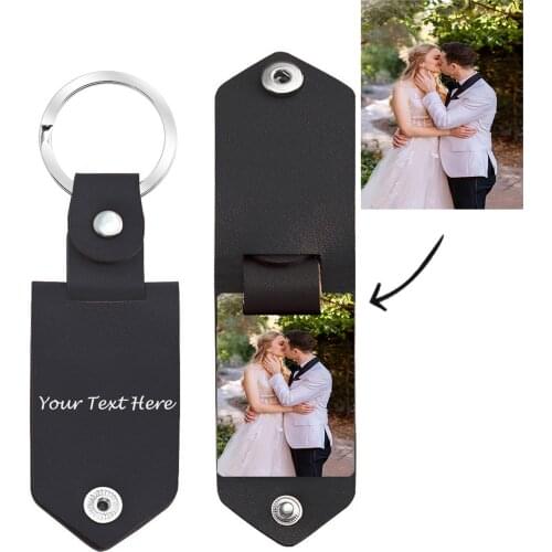 New Leather Pendants Keychain Custom Text With Photo DIY Personalized Creative Keyholder Gifts For Car Keyring Bags Ornaments