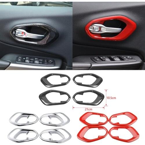Red ABS Interior Door Handle Bowl Decorative Cover for Jeep Cherokee 2014+ Car Accessories