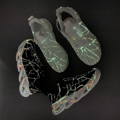 ReflectiveMen Running Shoes Glowing In Dark Outdoor Walking Sneakers Woven Breathable Mans Sport Shoes Comfortable Gym Trainers