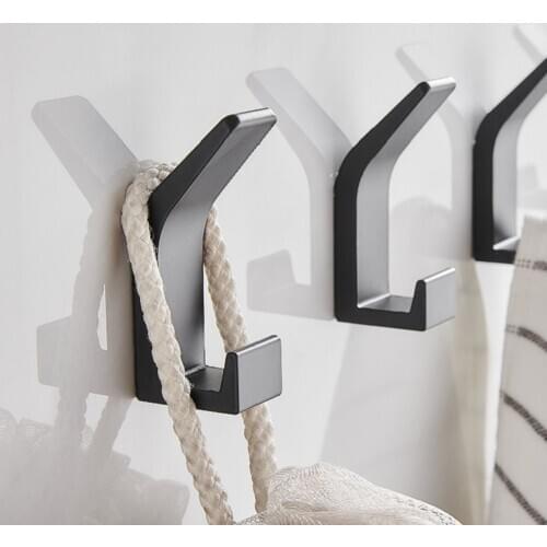 5pcs Double Hook Black White Towel Hook For Bathroom Clothes Hook Bedroom Robe Hook Coat Hook For Livingroom Kitchen Accessories