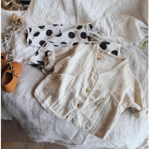 2020 new style girls boys coat spring cotton linen fashion full sleeve kids jacket 2-7t HM699