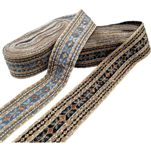 1Yards Embroidery Ribbon Trim National Style Flower Woven Jacquard Ribbon for DIY Craft Materials
