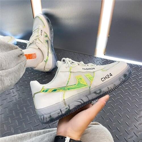 Mens Shoe 2021 Breathable Jelly Sole Sportswear Shoe Summer Trend Small White Board Shoe Chunky Men Fashion Sneakers