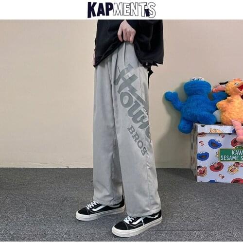KAPMENTS Men Letter Designer Harajuku Sweatpants 2021 Mens Japanese Streetwear Baggy Vintage Joggers Pants Male Causal Joggers