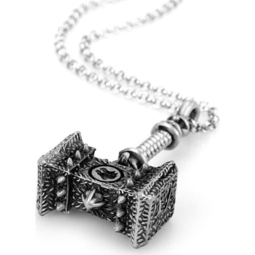 Long Thors-Hammer Mens Necklaces Pendants Chain Punk Hip Hop for Boy Male Jewelry Creativity Gift