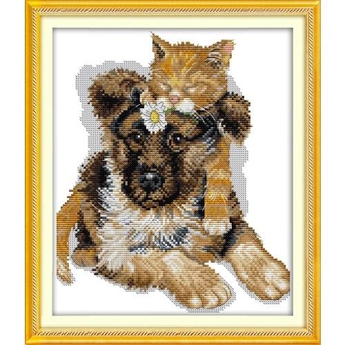 The sleeping cats cross stitch kit 14ct 11ct pre stamped canvas cross stitching animal embroidery DIY handmade needlework