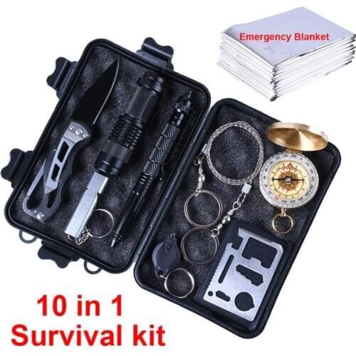 10 in 1 Survival kit Outdoor Camping Equipment Travel Military Emergency Supplies First aid kits Tactical survival Tools