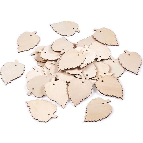 Undyed Wooden Big Pendant Mixed Leaf Wood Chips Pendants DIY Handmade Necklace Earrings Jewelry Making Party Decoration Supplies