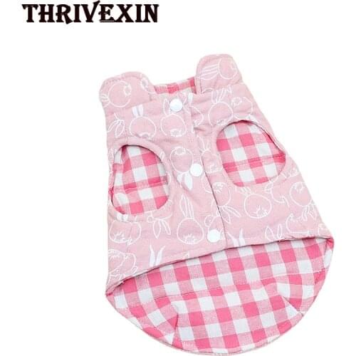 Small Dog Clothes Winter Warm Plaid Jackets Double Side Wear Cotton Vest Bichon Teddy Clothes Pet Cotton Coat Dog Clothes Winter