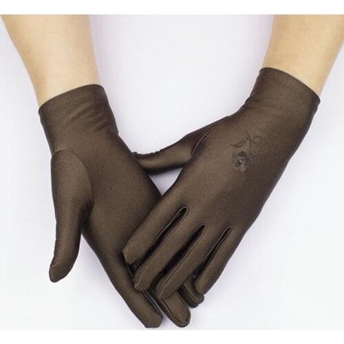 Fashion Womens Spandex Gloves Summer Elastic Embroidered Sunscreen Mittens Female UV-Proof Sun Protection Driving Gloves
