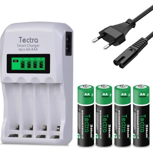 Ni-MH 1.2V 2800mAh Rechargeable AA Batteries& Charger for Alarm Clocks, remote control toy car, preschool story machine, Gamepad