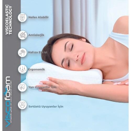 Neck Support Healthy Pillow Visco Comfortable Sleep Night, Daytime Home Bedroom Quality Smart Sponge Antiallergic