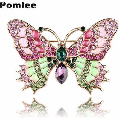 Pomlee Colorful Butterfly Oil Brooches For Women Insect Buckle Hijab Pins Coat Animal Pin Jewelry Accessories Women