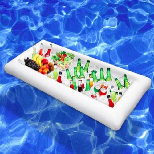 Portable Pool Float Inflatable Table Mattress Ice Bucket Serving Salad Bar Tray Food Drink Holder For Summer Water Party Air