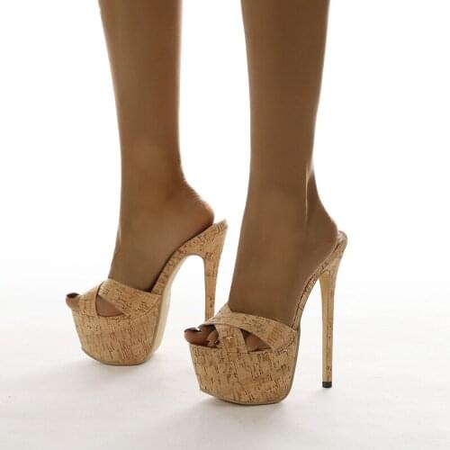 Womens Sandals White Platforms Shoes 16cm High Heel Slippers Platform Clogs Shoes Fashion Summer Slippers Sandales Femmes