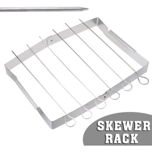 Foldable Stainless Steel BBQ Skewer Rack Reusable For BBQ Mini Barbecue Holder Grill Rack Barbecue Accessories