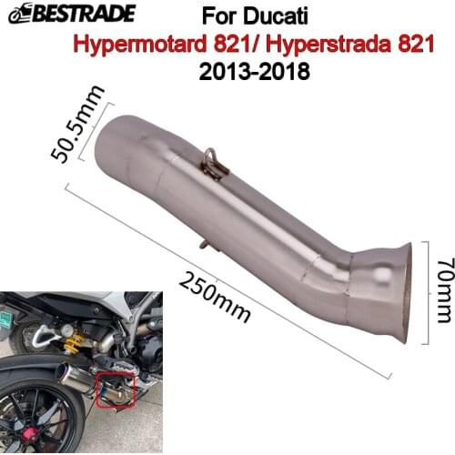 Mid Pipe For Ducati Hypermotard 821 / Hyperstrada 821 2013-2018 Motorcycle Connect Pipe Exhaust Link Tube Slip On 51mm Mufflers