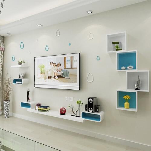 Set top box wall shelving fil TV background wall decoration creative grid living room bedroom wal hanging cabinet hanging rack