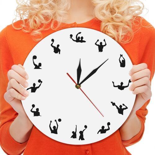 1Piece Wasserball Wall Art Decorative Acrylic WATER BALLOON Wall Clock Sport Decor Gifts For Water Polo Lover Silhouette Watch