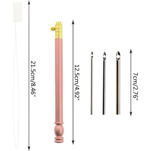 Embroidery Crochet Hook with 3 Needles Punch Threader Set Knitting Sewing Tool