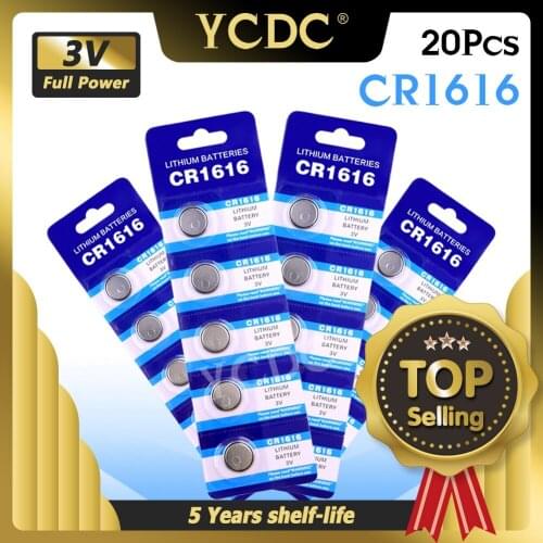 YCDC 20PCS Cr1616 Coin Cell Button 3 V Batteries BR1616 ECR1616 5021LC L11 L28 For Auto Remote Control Electric Remote Control
